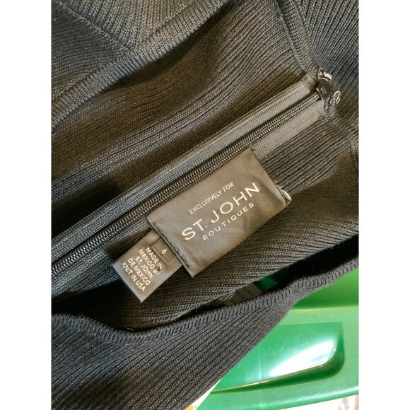 St. John Black & White Houndstooth Sleeveless Wool Pencil Dress, Size 6 (US) - Picture 8 of 8